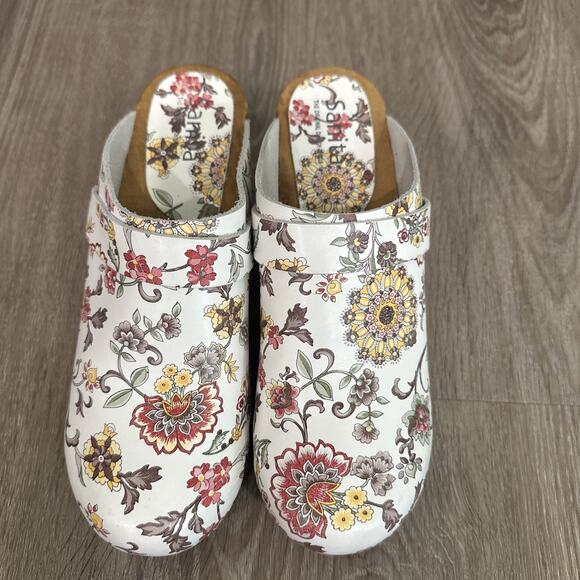 Sanita Shoes - Sanita Flower Leather Danish Clogs Shoes‎ 38